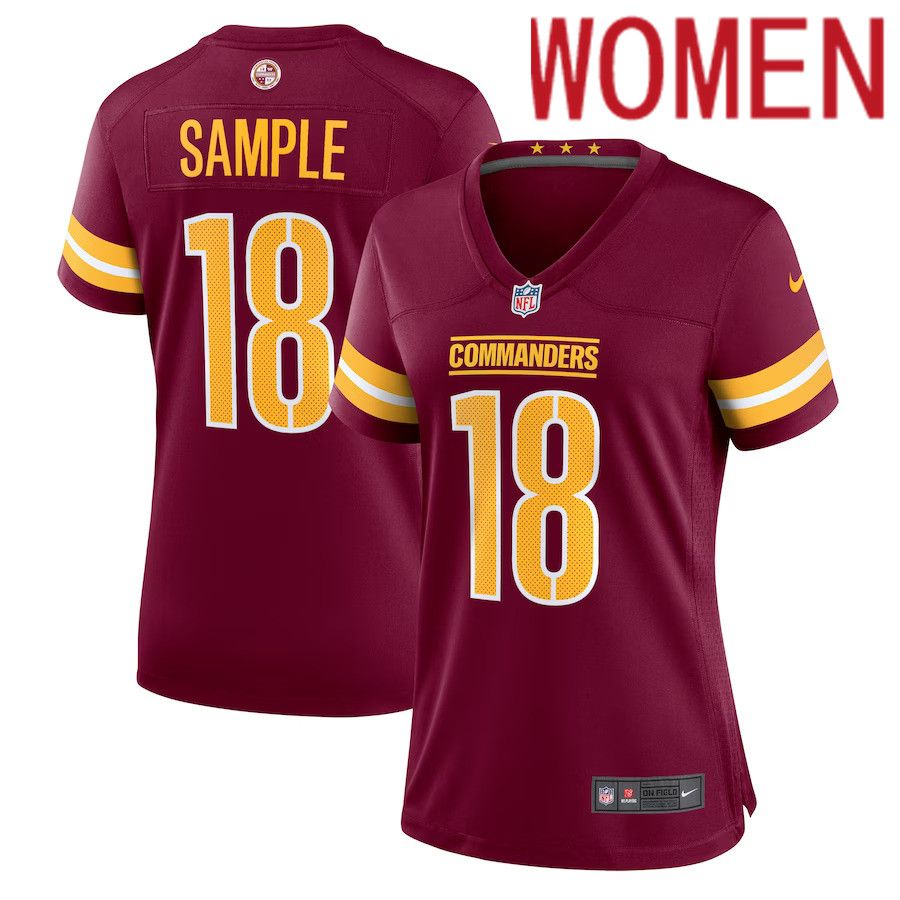 Women Washington Commanders 18 Jalen Sample Nike Burgundy Team Game NFL Jersey